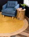 Unique Loom Braided Jute MGN-4 Yellow Area Rug Round Lifestyle Image