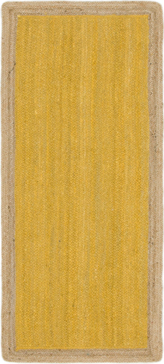 Unique Loom Braided Jute MGN-4 Yellow Area Rug Runner Top-down Image