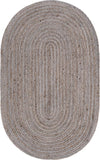 Unique Loom Braided Jute MGN-5-7-8 Gray Area Rug Oval Top-down Image