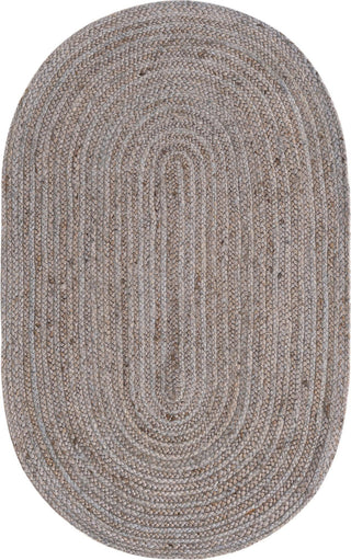 Unique Loom Braided Jute MGN-5-7-8 Gray Area Rug Oval Top-down Image