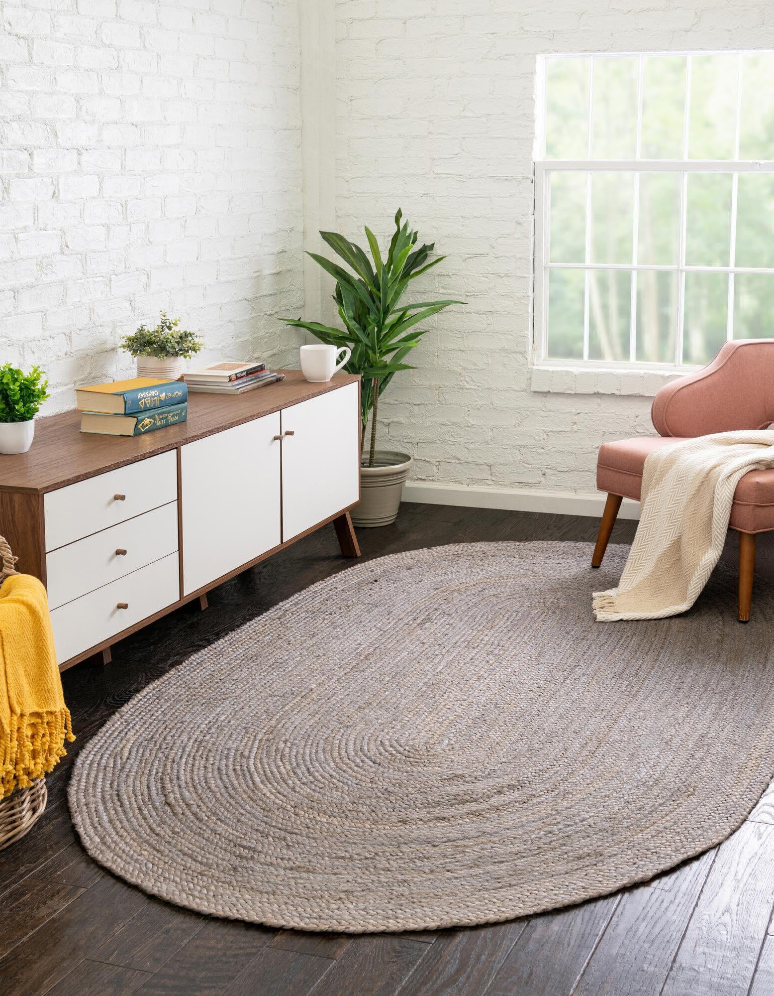 Unique Loom Braided Jute MGN-5-7-8 Gray Area Rug – Incredible Rugs