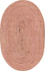 Unique Loom Braided Jute MGN-5-7-8 Light Pink Area Rug Oval Top-down Image
