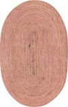Unique Loom Braided Jute MGN-5-7-8 Light Pink Area Rug Oval Top-down Image