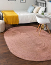 Unique Loom Braided Jute MGN-5-7-8 Light Pink Area Rug Oval Lifestyle Image Feature