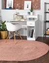 Unique Loom Braided Jute MGN-5-7-8 Light Pink Area Rug Oval Lifestyle Image