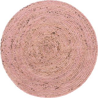 Unique Loom Braided Jute MGN-5-7-8 Light Pink Area Rug Round Top-down Image