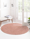 Unique Loom Braided Jute MGN-5-7-8 Light Pink Area Rug Round Lifestyle Image