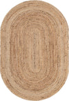 Unique Loom Braided Jute MGN-5-7-8 Natural Area Rug Oval Top-down Image