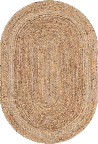 Unique Loom Braided Jute MGN-5-7-8 Natural Area Rug Oval Top-down Image