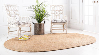 Unique Loom Braided Jute MGN-5-7-8 Natural Area Rug Oval Lifestyle Image