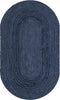 Unique Loom Braided Jute MGN-5-7-8 Navy Blue Area Rug Oval Top-down Image