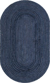 Unique Loom Braided Jute MGN-5-7-8 Navy Blue Area Rug Oval Top-down Image