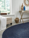 Unique Loom Braided Jute MGN-5-7-8 Navy Blue Area Rug Oval Lifestyle Image