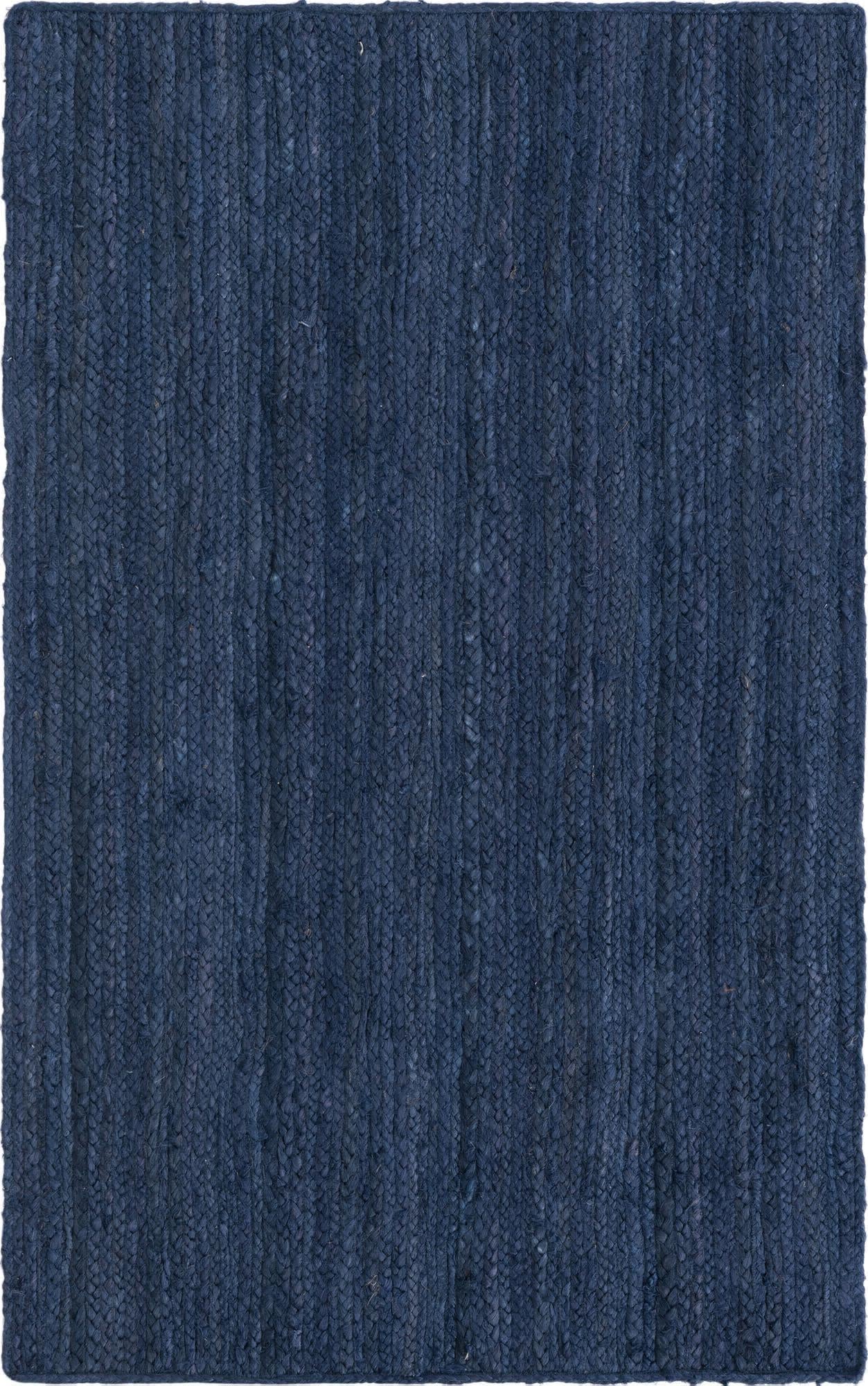 Unique Loom Braided Jute MGN-5-7-8 Navy Blue Area Rug main image