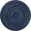 Unique Loom Braided Jute MGN-5-7-8 Navy Blue Area Rug Round Top-down Image