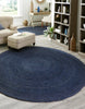 Unique Loom Braided Jute MGN-5-7-8 Navy Blue Area Rug Round Lifestyle Image