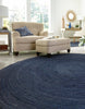 Unique Loom Braided Jute MGN-5-7-8 Navy Blue Area Rug Round Lifestyle Image