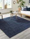 Unique Loom Braided Jute MGN-5-7-8 Navy Blue Area Rug Square Lifestyle Image