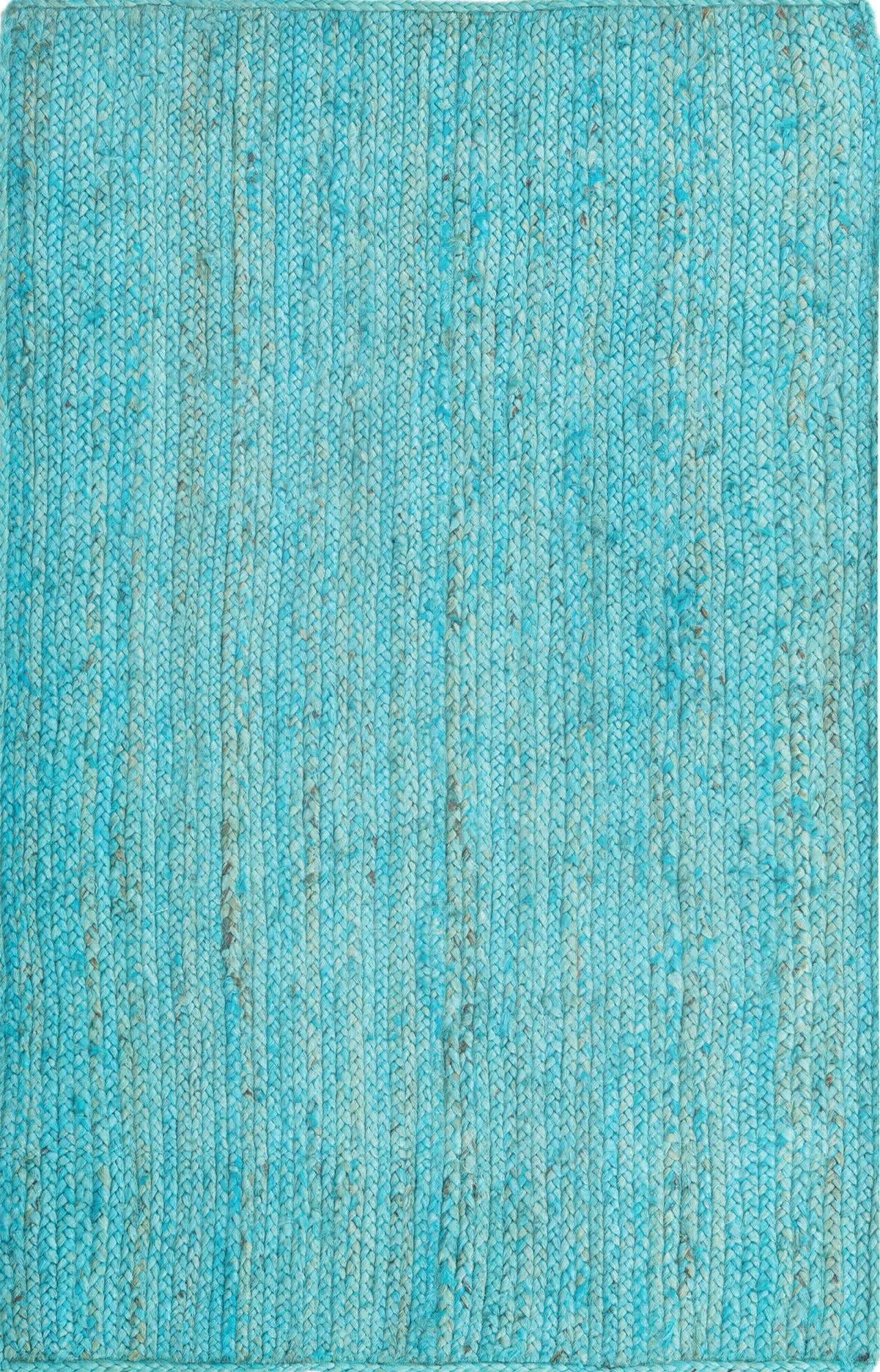 Unique Loom Braided Jute MGN-5-7-8 Turquoise Area Rug main image