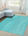 Unique Loom Braided Jute MGN-5-7-8 Turquoise Area Rug Rectangle Lifestyle Image Feature