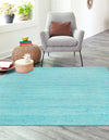 Unique Loom Braided Jute MGN-5-7-8 Turquoise Area Rug Square Lifestyle Image