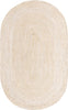 Unique Loom Braided Jute MGN-5-7-8 White Area Rug Oval Top-down Image
