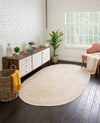 Unique Loom Braided Jute MGN-5-7-8 White Area Rug Oval Lifestyle Image Feature