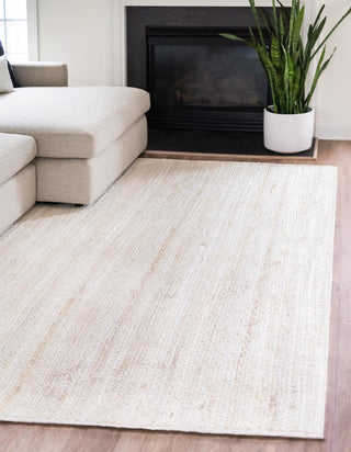 Unique Loom Braided Jute MGN-5-7-8 White Area Rug Rectangle Lifestyle Image