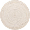 Unique Loom Braided Jute MGN-5-7-8 White Area Rug Round Top-down Image