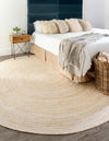Unique Loom Braided Jute MGN-5-7-8 White Area Rug Round Lifestyle Image