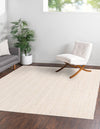 Unique Loom Braided Jute MGN-5-7-8 White Area Rug Square Lifestyle Image