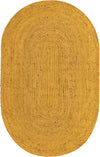 Unique Loom Braided Jute MGN-5-7-8 Yellow Area Rug Oval Top-down Image
