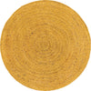 Unique Loom Braided Jute MGN-5-7-8 Yellow Area Rug Round Top-down Image
