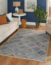 Unique Loom Braided Jute MGN-6 Blue Area Rug Rectangle Lifestyle Image Feature