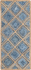 Unique Loom Braided Jute MGN-6 Blue Area Rug Runner Top-down Image