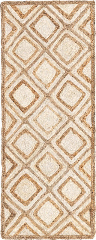 Unique Loom Braided Jute MGN-6 Natural Area Rug Runner Top-down Image