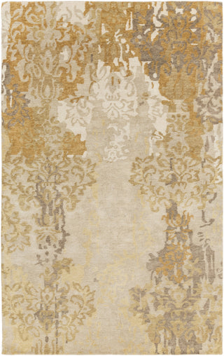 Surya Brocade BRC-1011 Gold Hand Knotted Area Rug 5' X 8'