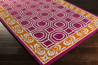Surya Bordeaux BRD-6004 Magenta Hand Tufted Area Rug by Florence de Dampierre 5x8 Corner