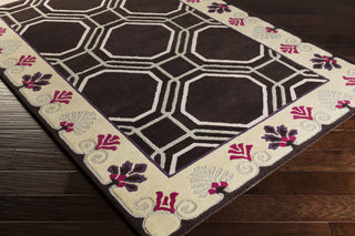 Surya Bordeaux BRD-6006 Eggplant Hand Tufted Area Rug by Florence de Dampierre 5x8 Corner