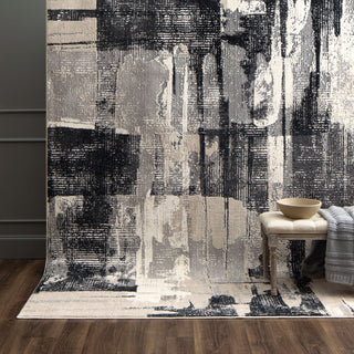 Karastan Epiphany Brush Strokes Soot Area Rug Lifestyle Image