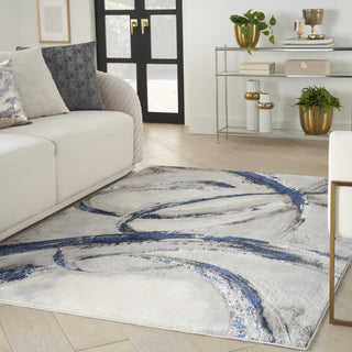 Nourison Brushstrokes BSK02 Grey/Navy Area Rug by Featured Room Scene