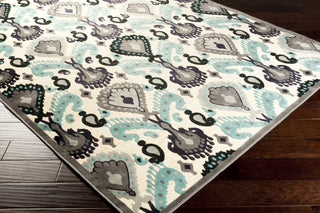 Surya Basilica BSL-7187 Teal Machine Loomed Area Rug Corner Shot
