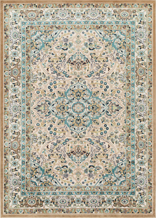 Surya Basilica BSL-7239 Teal Taupe Medium Gray Navy Beige Area Rug Main Image 8 X 10