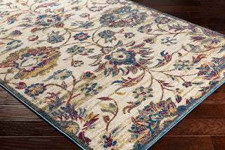 Surya Bosphorous BSS-3403 Dark Blue Charcoal Medium Gray Khaki Mustard Teal Red Bright Pink Purple Area Rug Corner Image