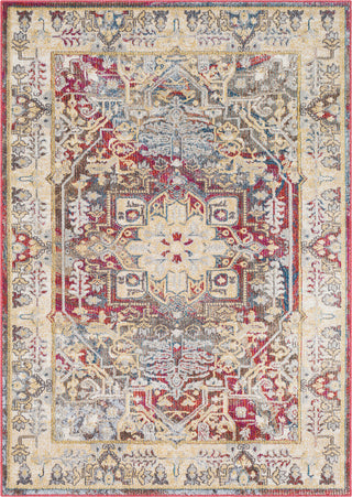 Surya Bosphorous BSS-3409 Dark Blue Red Khaki Mustard Charcoal Medium Gray Bright Pink Burnt Orange Area Rug main image