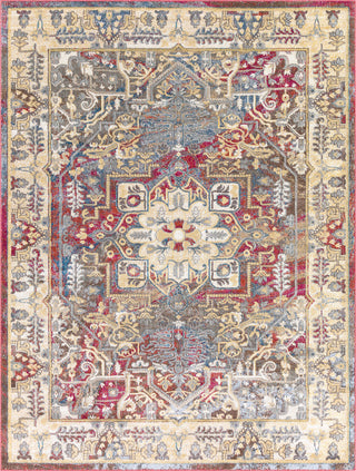 Surya Bosphorous BSS-3409 Dark Blue Red Khaki Mustard Charcoal Medium Gray Bright Pink Burnt Orange Area Rug Main Image 8 X 10