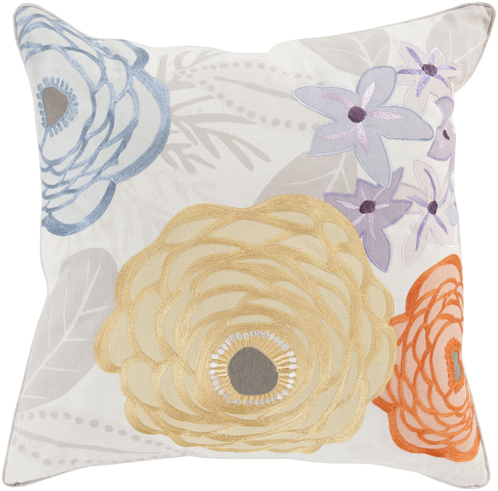 Surya Buttercup Flawlessly Floral BTC-005 Pillow by Kate Spain 18 X 18 X 4 Poly filled