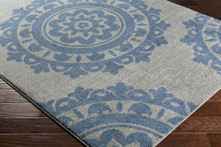 Surya Baylee BYL-1019 Bright Blue Medium Gray Area Rug Corner Image