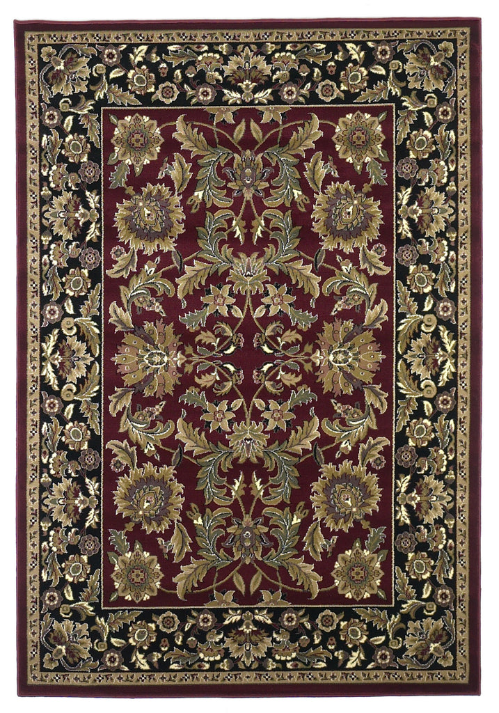 KAS Cambridge 7301 Red/Black Kashan Machine Woven Area Rug