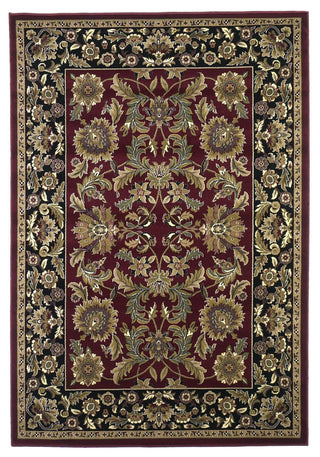 KAS Cambridge 7301 Red/Black Kashan Machine Woven Area Rug